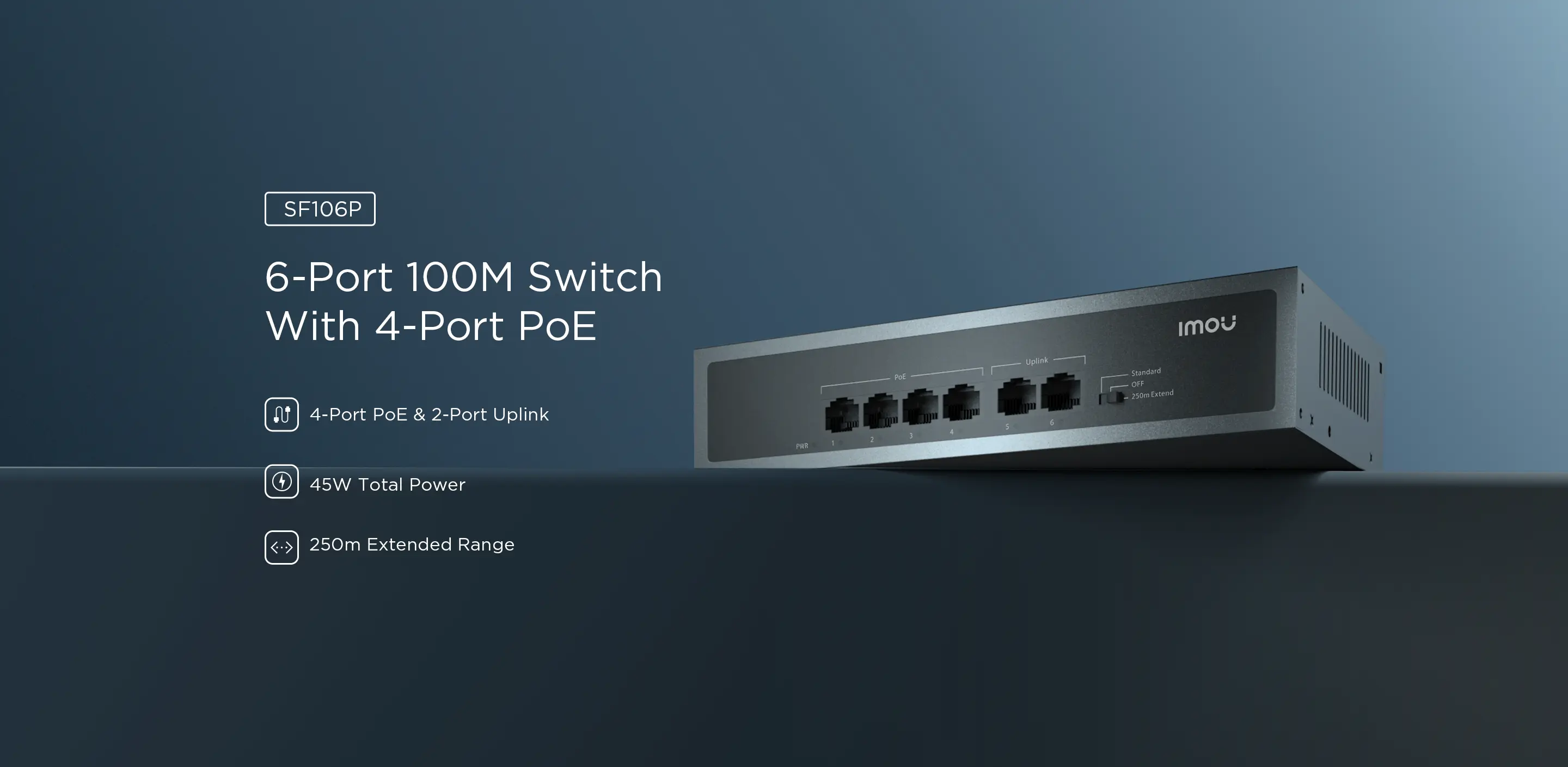 IMOU - 6Port 100M Switch with 4Port POE SF106P
