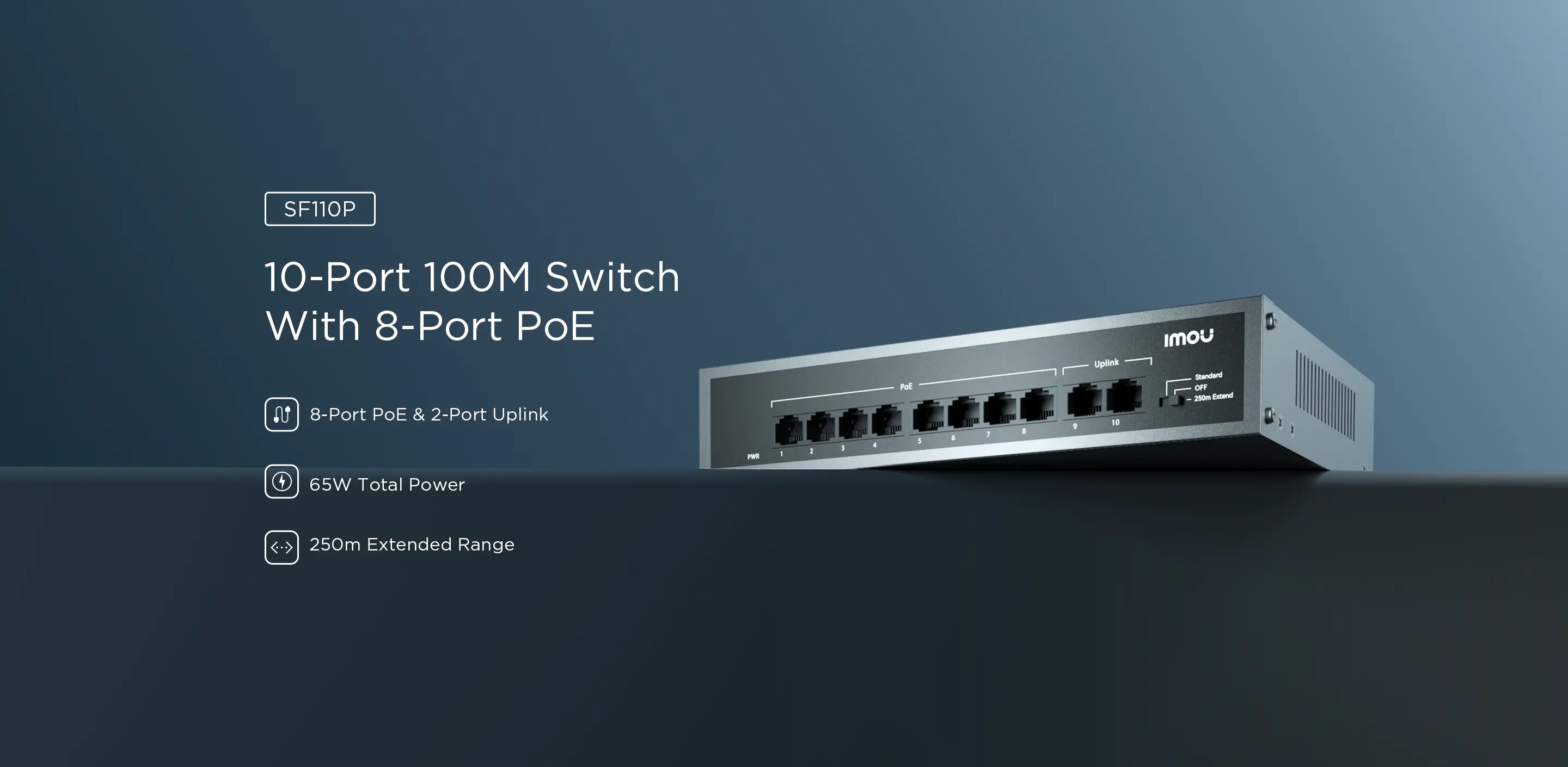 IMOU - 10Port 100M Switch with 8Port POE SF110P